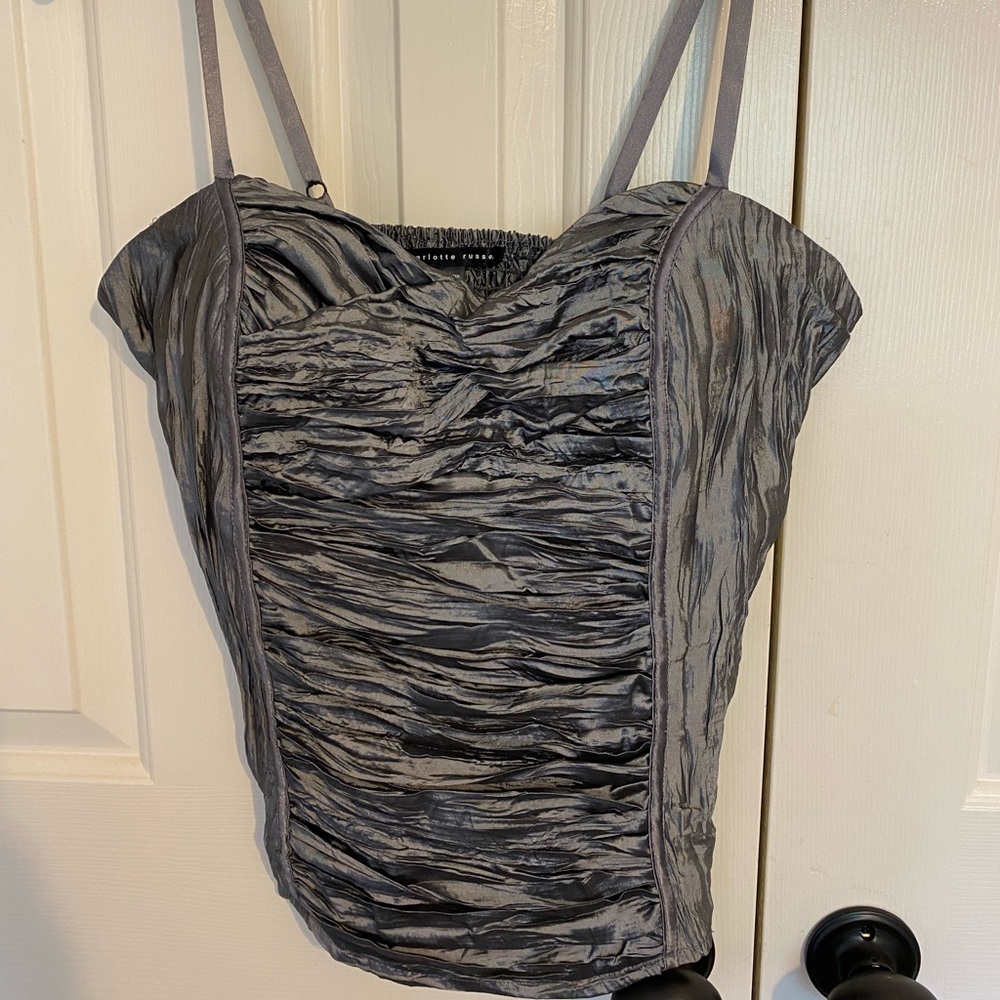 Silver gray holiday spaghetti strap cami